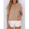 image:imageANRABESS Womens Short Sleeve Henley Tops Summer Shirts Dressy Casual BlouseKhaki