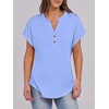 image:imageANRABESS Womens Short Sleeve Henley Tops Summer Shirts Dressy Casual BlouseLight Blue