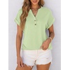 image:imageANRABESS Womens Short Sleeve Henley Tops Summer Shirts Dressy Casual BlouseLight Green