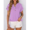 image:imageANRABESS Womens Short Sleeve Henley Tops Summer Shirts Dressy Casual BlouseLight Purple