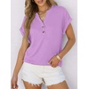image:imageANRABESS Womens Short Sleeve Henley Tops Summer Shirts Dressy Casual BlouseLight Purple