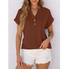 image:imageANRABESS Womens Short Sleeve Henley Tops Summer Shirts Dressy Casual BlouseMaple Brown