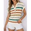 image:imageANRABESS Womens Short Sleeve Henley Tops Summer Shirts Dressy Casual BlouseOrange Lake Strip