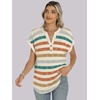 image:imageANRABESS Womens Short Sleeve Henley Tops Summer Shirts Dressy Casual BlouseOrange Lake Strip