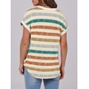 image:imageANRABESS Womens Short Sleeve Henley Tops Summer Shirts Dressy Casual BlouseOrange Lake Strip