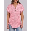 image:imageANRABESS Womens Short Sleeve Henley Tops Summer Shirts Dressy Casual BlousePink White Floral