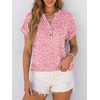 image:imageANRABESS Womens Short Sleeve Henley Tops Summer Shirts Dressy Casual BlousePink White Floral