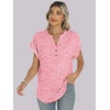 image:imageANRABESS Womens Short Sleeve Henley Tops Summer Shirts Dressy Casual BlousePink White Floral