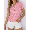 image:imageANRABESS Womens Short Sleeve Henley Tops Summer Shirts Dressy Casual BlousePink White Floral
