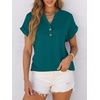 image:imageANRABESS Womens Short Sleeve Henley Tops Summer Shirts Dressy Casual BlouseTeal