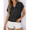 image:imageANRABESS Womens Short Sleeve Henley Tops Summer Shirts Dressy Casual BlouseWhite Black Strip