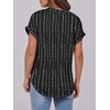 image:imageANRABESS Womens Short Sleeve Henley Tops Summer Shirts Dressy Casual BlouseWhite Black Strip