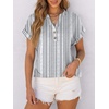 image:imageANRABESS Womens Short Sleeve Henley Tops Summer Shirts Dressy Casual BlouseWhite Grey Strip