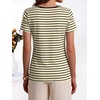 image:imageANRABESS Womens Striped Boat Neck Tops Short Sleeve TShirtsBeige Black Stripe