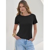 image:imageANRABESS Womens Striped Boat Neck Tops Short Sleeve TShirtsBlack