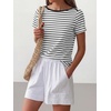 image:imageANRABESS Womens Striped Boat Neck Tops Short Sleeve TShirtsBlack White Stripe