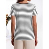 image:imageANRABESS Womens Striped Boat Neck Tops Short Sleeve TShirtsBlack White Stripe