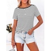 image:imageANRABESS Womens Striped Boat Neck Tops Short Sleeve TShirtsBlack White Stripe