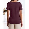 image:imageANRABESS Womens Striped Boat Neck Tops Short Sleeve TShirtsBurgundy