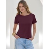 image:imageANRABESS Womens Striped Boat Neck Tops Short Sleeve TShirtsBurgundy
