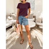 image:imageANRABESS Womens Striped Boat Neck Tops Short Sleeve TShirtsBurgundy
