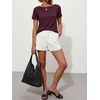 image:imageANRABESS Womens Striped Boat Neck Tops Short Sleeve TShirtsBurgundy