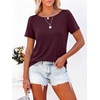 image:imageANRABESS Womens Striped Boat Neck Tops Short Sleeve TShirtsBurgundy