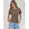 image:imageANRABESS Womens Striped Boat Neck Tops Short Sleeve TShirtsLight Coffee