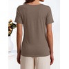 image:imageANRABESS Womens Striped Boat Neck Tops Short Sleeve TShirtsLight Coffee