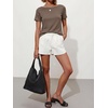 image:imageANRABESS Womens Striped Boat Neck Tops Short Sleeve TShirtsLight Coffee