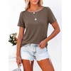 image:imageANRABESS Womens Striped Boat Neck Tops Short Sleeve TShirtsLight Coffee