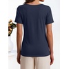 image:imageANRABESS Womens Striped Boat Neck Tops Short Sleeve TShirtsNavy Blue