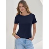 image:imageANRABESS Womens Striped Boat Neck Tops Short Sleeve TShirtsNavy Blue