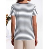image:imageANRABESS Womens Striped Boat Neck Tops Short Sleeve TShirtsNavy Blue White Stripe