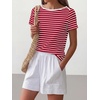 image:imageANRABESS Womens Striped Boat Neck Tops Short Sleeve TShirtsRed White Stripe