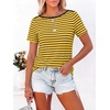 image:imageANRABESS Womens Striped Boat Neck Tops Short Sleeve TShirtsYellow Black Stripe