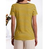 image:imageANRABESS Womens Striped Boat Neck Tops Short Sleeve TShirtsYellow Black Stripe
