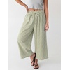 image:imageANRABESS Womens Striped Gingham Palazzo Cropped Pants with PocketsArmy Green White Plaid