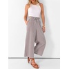 image:imageANRABESS Womens Striped Gingham Palazzo Cropped Pants with PocketsBrown White Stripe