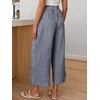 image:imageANRABESS Womens Striped Gingham Palazzo Cropped Pants with PocketsNavy Blue White Plaid