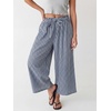 image:imageANRABESS Womens Striped Gingham Palazzo Cropped Pants with PocketsNavy Blue White Plaid