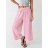 image:imageANRABESS Womens Striped Gingham Palazzo Cropped Pants with PocketsPink White Plaid