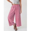 image:imageANRABESS Womens Striped Gingham Palazzo Cropped Pants with PocketsRed White Plaid