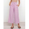 image:imageANRABESS Womens Striped Gingham Palazzo Cropped Pants with PocketsRed White Stripe