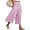image:imageANRABESS Womens Striped Gingham Palazzo Cropped Pants with PocketsRed White Stripe