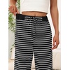image:imageANRABESS Womens Striped Wide Leg Lounge PantsBlack White Stripe