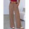 image:imageANRABESS Womens Striped Wide Leg Lounge PantsBrown White Stripe
