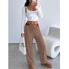 image:imageANRABESS Womens Striped Wide Leg Lounge PantsBrown White Stripe