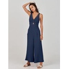 image:imageANRABESS Womens Summer Linen Wide Leg Sleeveless JumpsuitsBlue
