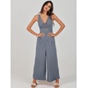 image:imageANRABESS Womens Summer Linen Wide Leg Sleeveless JumpsuitsDark Grey